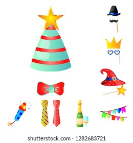 Vector illustration of party and birthday symbol. Collection of party and celebration vector icon for stock.