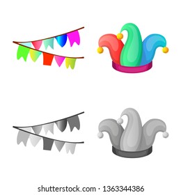 Vector illustration of party and birthday symbol. Collection of party and celebration stock symbol for web.