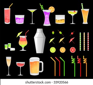 vector illustration of party drink icons