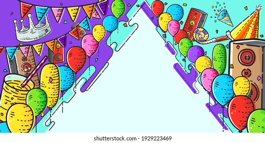 Vector illustration of the party event template design with decorations.