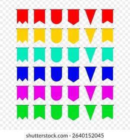 Vector illustration of Party Flags isolated on transparent background