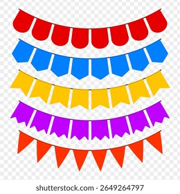 Vector illustration of Party Flags isolated on transparent background