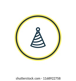 Vector illustration of party hat icon line. Beautiful events element also can be used as cap icon element.