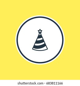 Vector Illustration Of Party Hat Outline. Beautiful Party Element Also Can Be Used As Cap Element.