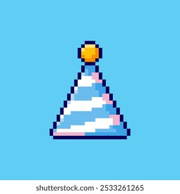 Vector Illustration of Party Hat with Pixel Art Design, perfect for game assets themed designs
