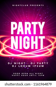 Vector Illustration party night dance music poster template. Electro style concert disco club festival event flyer invitation