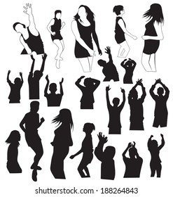 Vector illustration of party people silhouettes 