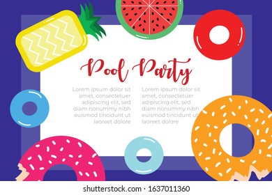 Vector illustration. Party Pool in the Summer season banner design background