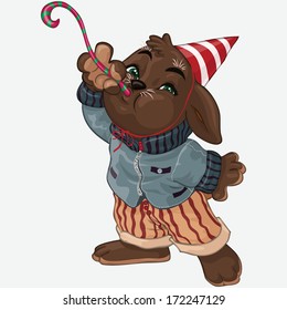 Vector illustration, party rabbit, cartoon concept, white background.