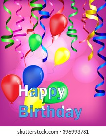 vector illustration for party with ribbons and balloon