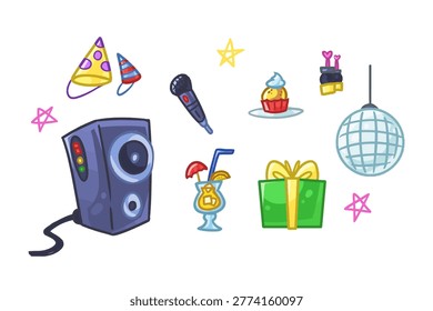 Vector illustration of party stuff