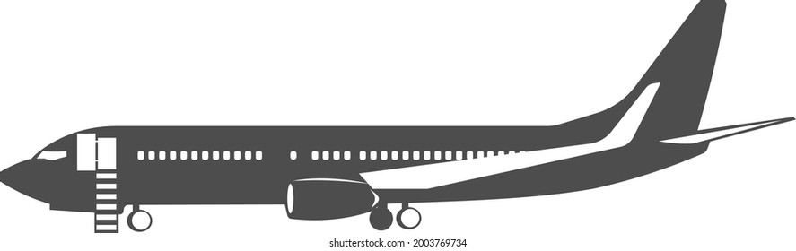 Vector illustration of a passenger plane on the side. Isolated image on a white background.