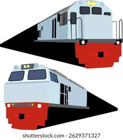 Vector illustration of passenger train, train locomotive, train head