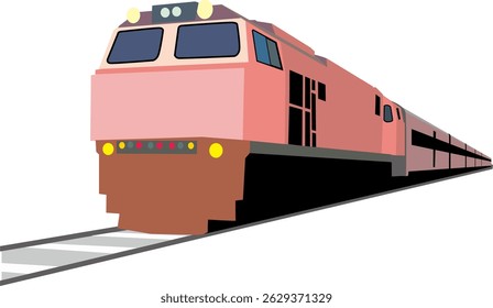 Vector illustration of passenger train, train locomotive, train head