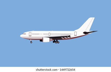 
Vector illustration of a passenger white airplane