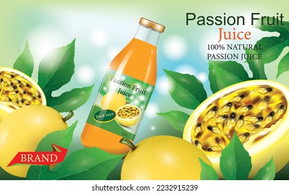 vector illustration passion fruit juice ad design template,use for tasty fruits advertising and poster and banner design.