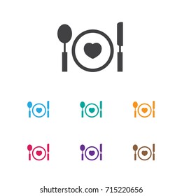 Vector Illustration Of Passion Symbol On Plate Icon. Premium Quality Isolated Cutlery Element In Trendy Flat Style.