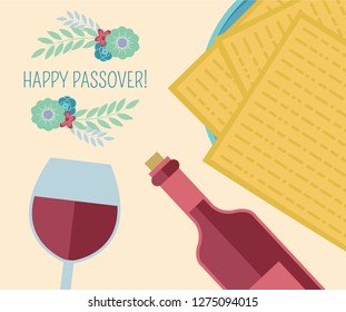 Vector illustration for Passover celebration in flat design.