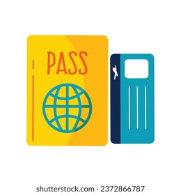 Ilustración vectorial del diseño del libro de pasaportes planos del icono del pasaporte.