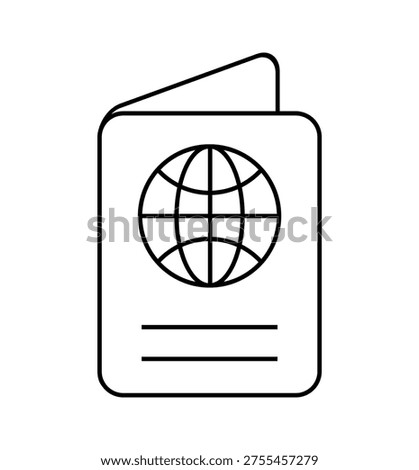 Vector illustration of a passport line icon on a white background.