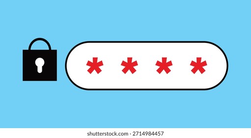 Vektorgrafik eines Passwortsymbols, eines Cybersicherheitskonzepts für den Zugriff auf personenbezogene Daten für Anwendungen, soziale Medien, Websites, Mobiltelefone, Laptops und Computer. Benutzerzugriffssteuerung, Technologie, digital, virtuell.