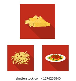 Vector illustration of pasta and carbohydrate icon. Collection of pasta and macaroni stock vector illustration.