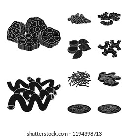 Vector illustration of pasta and carbohydrate icon. Set of pasta and macaroni vector icon for stock.