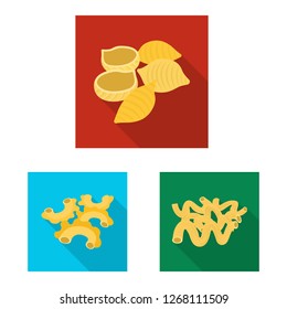 Vector illustration of pasta and carbohydrate icon. Collection of pasta and macaroni stock symbol for web.