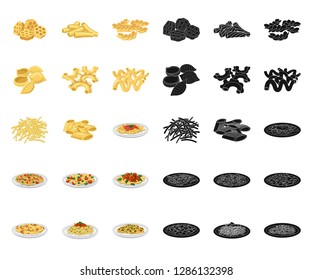 Vector illustration of pasta and carbohydrate icon. Set of pasta and macaroni vector icon for stock.