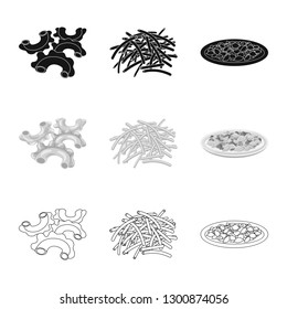Vector illustration of pasta and carbohydrate icon. Collection of pasta and macaroni vector icon for stock.