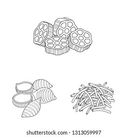 Vector illustration of pasta and carbohydrate icon. Collection of pasta and macaroni stock symbol for web.