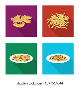 Vector illustration  pasta and carbohydrate icon. Collection  pasta and macaroni stock symbol for web.
