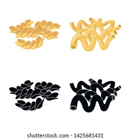 Vector illustration of pasta and carbohydrate icon. Set of pasta and macaroni vector icon for stock.