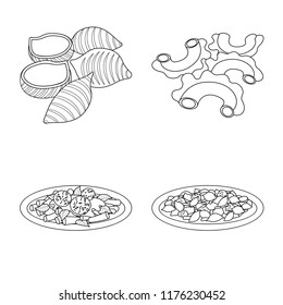 Vector illustration of pasta and carbohydrate logo. Collection of pasta and macaroni stock vector illustration.