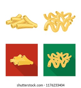 Vector illustration of pasta and carbohydrate logo. Collection of pasta and macaroni stock vector illustration.