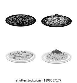 Vector illustration of pasta and carbohydrate logo. Collection of pasta and macaroni stock symbol for web.