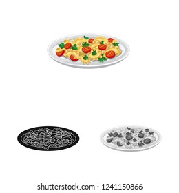 Vector illustration of pasta and carbohydrate logo. Collection of pasta and macaroni stock symbol for web.