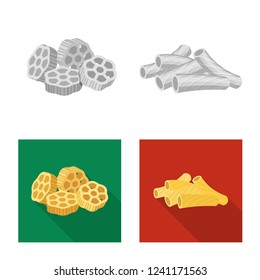 Vector illustration of pasta and carbohydrate logo. Collection of pasta and macaroni vector icon for stock.