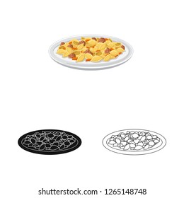 Vector illustration of pasta and carbohydrate logo. Collection of pasta and macaroni stock symbol for web.