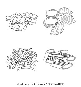 Vector illustration of pasta and carbohydrate logo. Set of pasta and macaroni stock vector illustration.