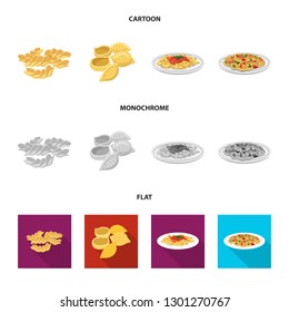 Vector illustration of pasta and carbohydrate logo. Set of pasta and macaroni stock vector illustration.