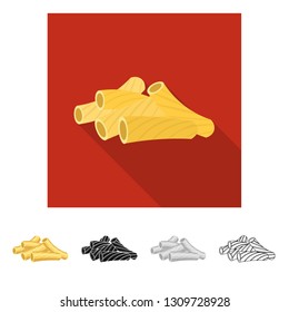 Vector illustration of pasta and carbohydrate logo. Collection of pasta and macaroni vector icon for stock.