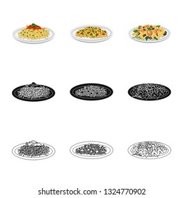 Vector illustration of pasta and carbohydrate logo. Collection of pasta and macaroni stock symbol for web.