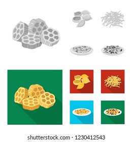 Vector illustration of pasta and carbohydrate symbol. Collection of pasta and macaroni stock vector illustration.