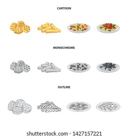 Vector illustration of pasta and carbohydrate symbol. Collection of pasta and macaroni vector icon for stock.