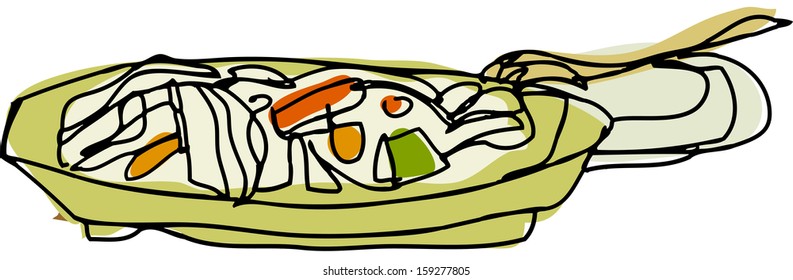 Ilustración vectorial de un plato de pasta