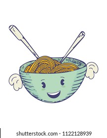 Vector illustration for Pastafarian community: Funny Cute Flying spaghetti monster isolated. FSM smiling monster.