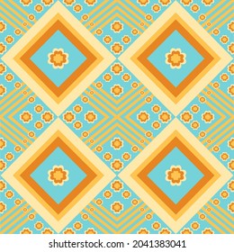 Vector illustration, pastel blue, tiled pattern,with flowers,seamless.