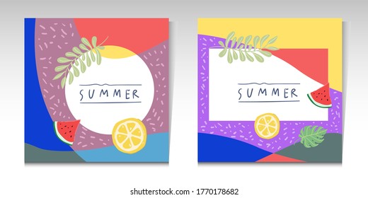 Vector illustration pastel colors summer background for social media post