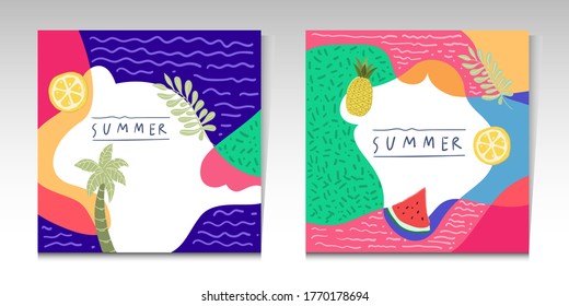 Vector illustration pastel colors summer background for social media post